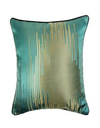 Fashion Design Contemporary Gold Green Pillow Case moderne Pipping Jacquard Woven Home Floor Sofa Abstract Lignes Cushion carrée CoV2870481