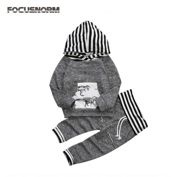 Design de mode coton nouveau-né enfant bébé garçon dinosaure vêtements sweats à capuche hauts manteau pantalons longs tenues ensemble G1023