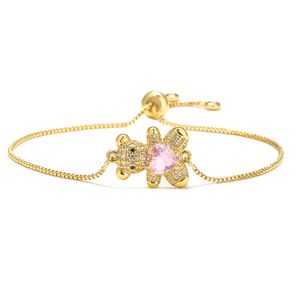 Moda diseño lindo oso encanto 18 K oro pulsera acero inoxidable joyería para mujer regalo