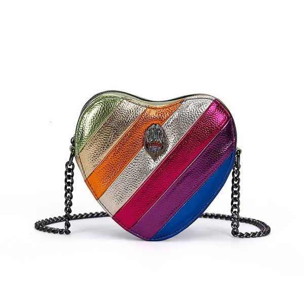 Design de mode Eagle Head Summer Mini Rainbow Femmes Handbag Heart Colorful Designer Sac Patchwork Bag K21 240227