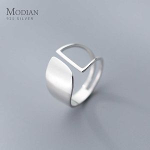 Design de mode géométrique exquis bague en argent pour femmes réel 925 sterling creux étoile fine bijoux bijoux 210707