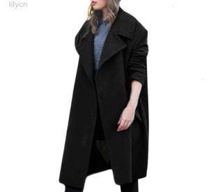 Modeontwerp hoogwaardige dames winter revers jas knop trench jas los plus overjas outswear dames8074430