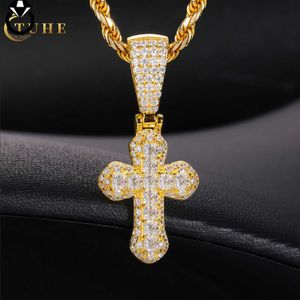 Collier de croix de bijoux hip hop de design de mode 925 Sterling Silver Asscher Cut VVS Moisanite Diamond Iced Out Cross Pendant