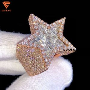 Modeontwerp hiphop ringen verzilverde pentagram sieraden geschenkdoos persoonlijkheid paar 925 sterling zilveren ringen voor mannen