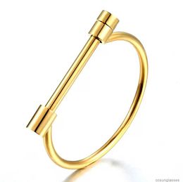 Modedesign Hufeisenschraube Armband Gold Silber Rose Schwarz Edelstahl Armbänder Armreifen für Männer Frauen Bestes Geschenk A3