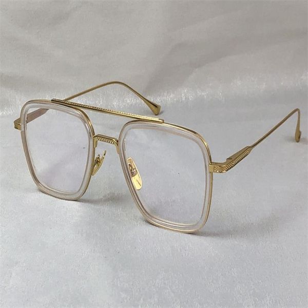 Gafas ópticas masculinas de diseño de moda 006 cuadrado K marco dorado estilo simple gafas transparentes lente transparente de alta calidad 219D