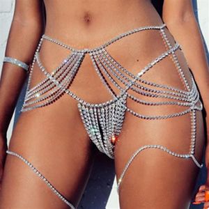 Fashion-Design Multi cup chain crystal leg chain vrouwen sexy lichaam sieraden hiphop strass buik kettingen rock body chain293u