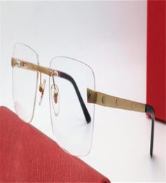 Gafas ópticas de diseño de moda 0167 K montura dorada cuadrada sin montura estilo empresarial simple, livianas y cómodas de usar transpar1953946