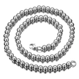 Colliers pendentif design de mode 6810 mm chaîne de perles rondes en acier inoxydable nouveaux colliers pour hommes et femmes en acier titane bijoux faits à la main personnalisés et créatifs j