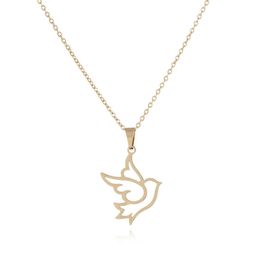 Colliers pendentif Design de mode Chinten nouveau collier en acier inoxydable or creux collier d'oiseau pendentif nouveaux accessoires de collier