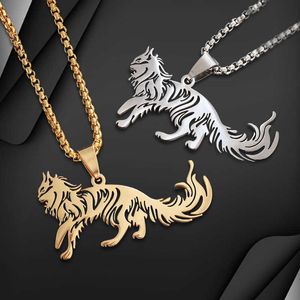 Colliers pendentif design de mode vente chaude chaîne croisée en acier inoxydable pendentif animal hip-hop avec collier de chat personnalisé et dominateur