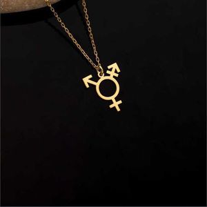 Colliers pendentif design de mode symbole transgenre pendentif bijoux pour hommes et femmes asymétrie géométrique minimaliste collier en acier inoxydable personnalisé