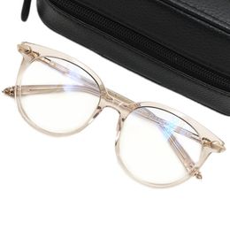 Modeontwerp retro vintage ronde bril frame vrouwen 49-19-143 voor bril op recept geïmporteerd pure plank met full-set case