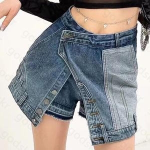 Jupe Design de mode pour femmes, jean taille haute, jambes larges, short en Denim, mini-jupe