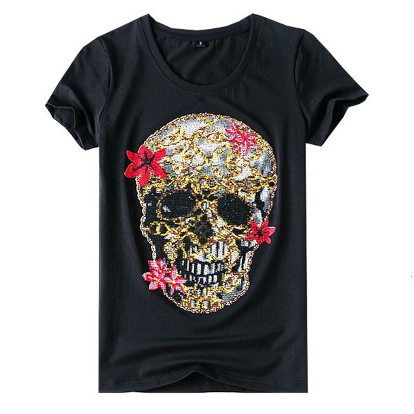 Design de mode Tshirts Skull Print Style Tshirt Summer HARAJUKU T-shirt Femmes Tops Blusa Plus Size Women Vêtements 240403