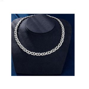 Modeontwerp breed ijsje uit Moissanite Diamond Silver Cuban Link Chain ketting beschikbaar tegen groothandelsprijs