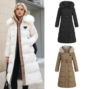 Manteaux longs en duvet pour femmes, Design de mode, chaud d'hiver, grand col en fourrure, doudoune de marque de styliste, vestes longues bouffantes pour femmes, vêtements d'extérieur, Parkas