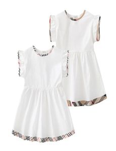 Vêtements de bébé conçus à la mode pour les filles 06Ys enfants robe à carreaux été blanc à manches courtes enfants fête d'anniversaire robes2410390