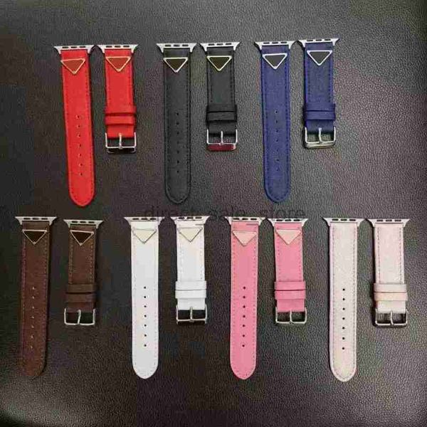 Diseñador de moda Apple Watchbands Strap para Apple Watch Band 42 38 40 41 44 45 49 mm iWatchs 8 7 6 5 4 3 2 bandas de lujo para letras de cuero de hombre y mujer correas de impresión