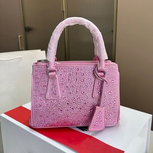 Mode designer tas met handtas schoudertas crossbody tas luxe kristal echte lederen tas driehoek volledige diamant voor vrouwen multifunctionele draagtas