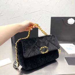 Sac de créateur de mode sac à main de chaîne en velours taille 26 cm avec boîte cadeau pliante