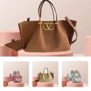 Bolso de diseño de moda Mujeres Totas tejidas Bolsas de compras a mano abiertas Trabajo Simple de alta calidad Moned Monte Multifuncional Brown XB154 E4