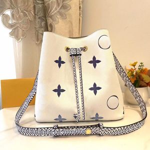 Mode designer tas dames nieuwe bucket tas #46472 vintage print een schoudertas grote capaciteit draagbare draagtas klassiek canvas tas