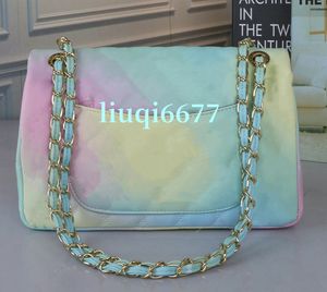 Mode Designer tassen Klassieke Gouden Ketting Lederen Flap Tassen Vrouwen kanaal Schoudertas regenboog kleur Crossbody Handtas Portemonnees Lady Messenger Hand portemonnee