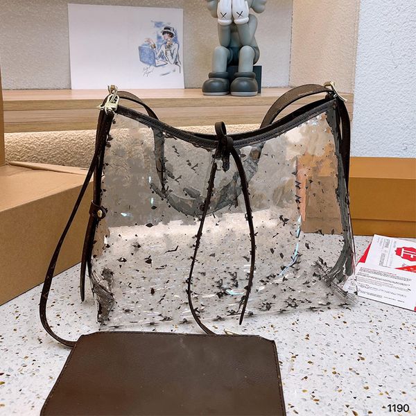 Bolsos de diseñador de moda, bolsos de mano de gelatina transparentes, bolso de mano para mujer, bandolera de un hombro, bolso de compras grande, juego de 2 piezas de PVC de 30cm