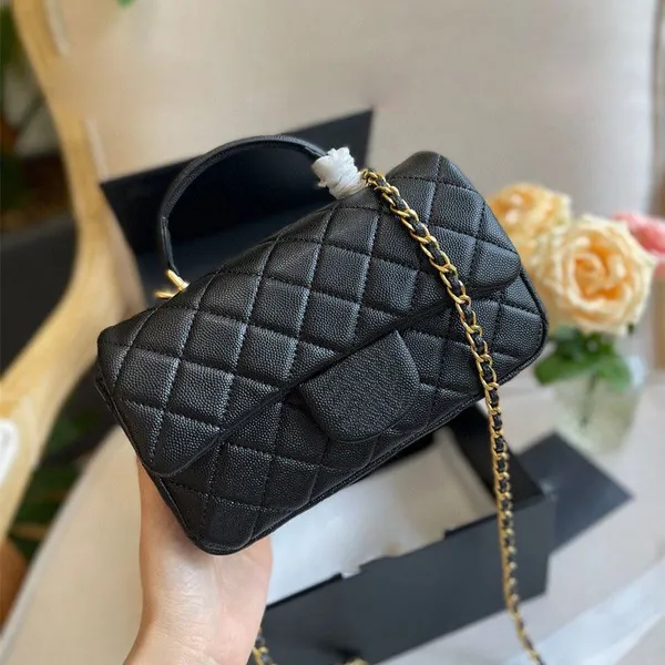 Bolsos de diseñador de moda Cartera de mujer Bolso de piel de cordero Doble cubierta Bandolera de hombro Bolsos de caviar de lujo para mujer Cadena de metal Embrague con solapa Totes Bolsos Monedero de hilo