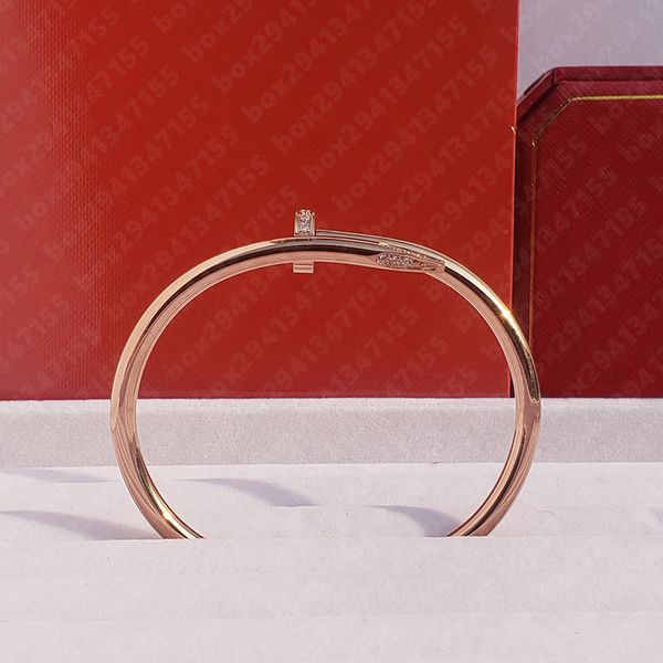 Diseñador de moda brazalete Tornillo Pulsera pulseras de uñas joyería de lujo oro rosa plata alta calidad con diamante completo brazalete de oro regalo de boda al por mayor