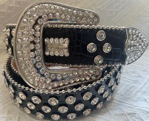 Modeontwerper BB Simon Belt Men Belt glanzende diamant op zwart blauw wit multicolour met bling steentjes als cadeau