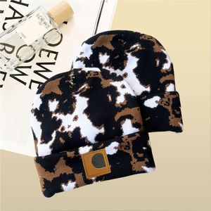 Bonnet de créateur de mode pour femmes et hommes, bonnet sans bord, chapeau de luxe imprimé léopard de lait, tricot thermique d'hiver multicolore, chapeaux d'extérieur d'automne et d'hiver