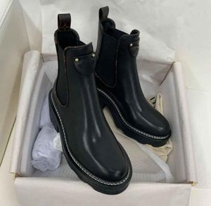 Créateur de mode Beaubourg Boots de la cheville Femmes039 Brands d'hiver Martin Black Coue Lady Dame Party Wedding Knight Boot9612048