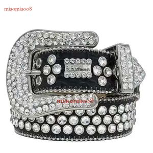 Ceinture de créateur de mode Bb Simon pour hommes et femmes, diamant brillant noir sur bleu blanc avec strass scintillants comme ceinture Bj73