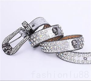 Ceinture de créateur de mode pleine diamants bb ceintures pour hommes accessoires de luxe à la mode ceinture plaqué argent couleur unie boucle femmes ceinture squelette YD024 C4