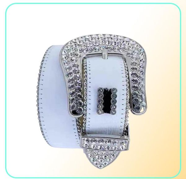 Ceintures de créateur de mode ceintures Simon pour hommes Femmes Tailboule avec plein écran Diamants brillants ceinture blanche Cintura Uomo Kingscover8894030