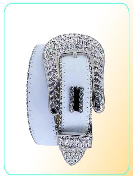 Ceintures de créateur de mode ceintures Simon pour hommes Femmes WaLair avec plein écran Diamants brillants ceinture blanche Cintura Uomo Kingscover1917969