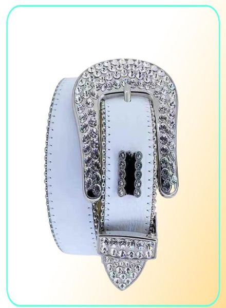 Ceintures de créateur de mode ceintures Simon pour hommes Femmes Tailboule avec plein écran Diamants brillants ceinture blanche Cintura Uomo Kingscover4345251