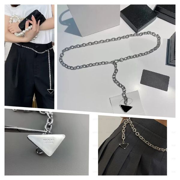 Femmes taille chaîne ceinture créateur de mode ceintures marque de luxe Laides robe accessoires P ceinture triangle classique Dangle Silverr collier