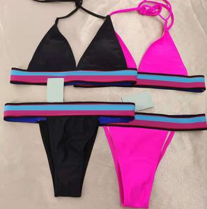 Créateur de mode bikini set bandage deux pièces bikinis 2023 sexy push up Swimsuit Fuchsia Pink Swimwear Women Bathing Cleings Black Beachwear XL avec tag expédition rapide
