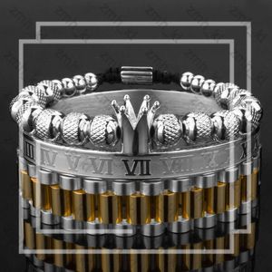 Bracelet de créateur de mode 3pcs / ensemble Imperial Crown King Mens Bracelet Pave CZ Gold Bracelets for Men Luxury Luxury Chandle Brangle Brangle d'anniversaire 264