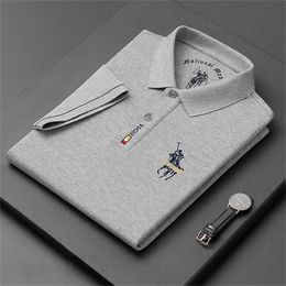 Modeontwerpermerk high-end Zuid-Korea 100% katoenen geborduurde polo shirts mannen vrijetijdsstrijde herenkleding korte mouw t-shirt 220716