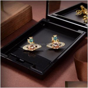 Fashion Designer Merk Stud Earring Voor Vrouw Brief Vivian Diamond Pearl Gold Hoop Earing Westwood Vrouwen Trend Saturn Oorbellen Hgh Dr Dhntl