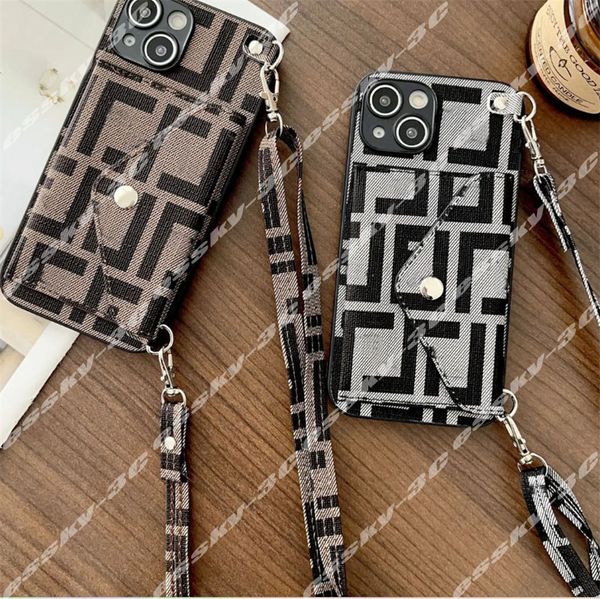 Cas de téléphone portable de créateur de mode pour Iphone 14 Cas 13 12 11 Lettre Marque Cross Body Iphone Case Femmes Clip Cases Luxury Mobile Phone Shell