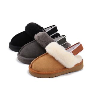 Modeontwerper Kinderlaarzen Kinderen Australische laars Kastanjebont Slippers Echt leer Klassieke mini-babyschoenen Winter platte muilezels Tasman-pantoffels