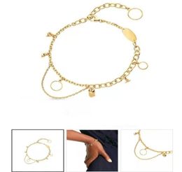 Diseñador de moda Clásico de acero inoxidable astilla pulseras con dijes de flores para mujer niña cadena de oro rosa pulsera de eslabones joyería L232699717