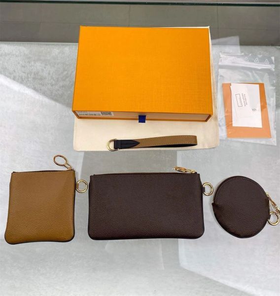 Créateur de mode Style classique en cuir véritable Paris Vente 3 pièces ensemble sacs femmes sacs à main sacs fourre-tout porte-monnaie porte-monnaie trois articles avec boîte