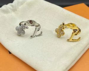 Modeontwerper Cluster Ringen Roestvrij Staal Goud Zilver Liefde Ring Vrouwen Klassiek Merk Bruiloft Sieraden Cadeau