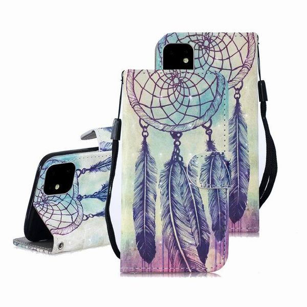 Funda de teléfono con billetera de cuero con tapa de atrapasueños con estampado colorido de diseñador de moda para iphone 11 pro x xr xs max 6 7 8 plus s9 s10